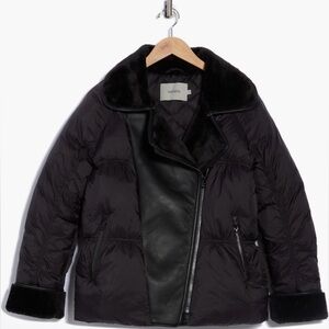 Hudson Jeans Faux Fur Collar Quilted Bomber Jacket